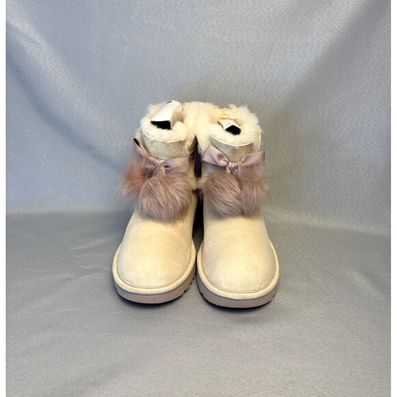 Womens 8 Ugg Boots Gita Powder Cream Purple Pompoms Gorgeous Coquette RARE! - Picture 9 of 15